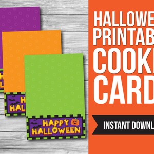 Halloween Printable Cookie Cards, Halloween Cookie Tag, Happy Halloween Cookie Card, Halloween Printable PDF