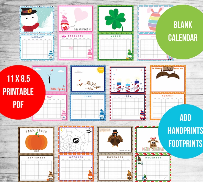 Handprint Calendar Printable PDF Prek Preschool Kindergarten Etsy