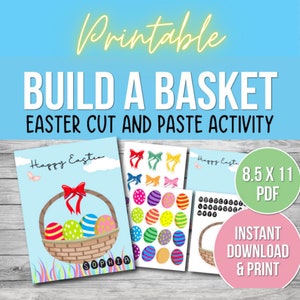 Cut and Paste Easter Printable Activity for Kids, Easter Craft, Spring Activity, Preschool Activities, Printable Craft