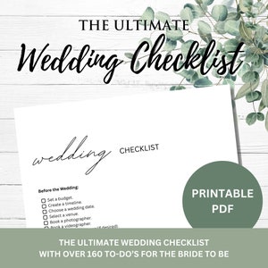 Wedding Checklist, Printable Wedding Planning Checklist, Wedding Timeline Template, Printable Template