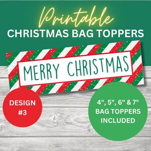 Printable Christmas Bag Toppers, Treat Bag Topper, Christmas PYO Bag ...
