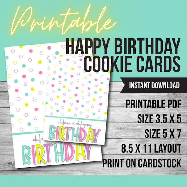 Happy Birthday Tag, Paint Your Own, Cookie Packaging, Printable Cookie Cards, DIY Cookie Kit, PYO