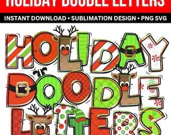 Weihnachts Doodle Buchstaben: PNG Bundle
