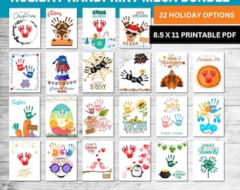 Holiday Handprint Art Bundle: Keepsake Memory Book (Printable PDF)
