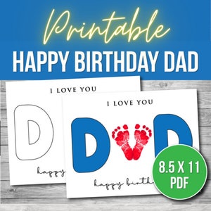 Dad Handprint Art, Daddy Handprint Keepsake, Happy Birthday Dad Hand Art Craft, Baby Kids Toddler Activity