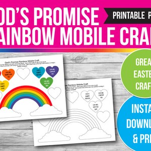 Bricolage imprimable Arc-en-ciel des promesses de Dieu, activité pour enfants chrétiens, bricolage printanier pour Pâques, école du dimanche PDF