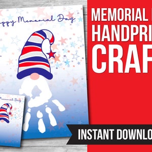 Memorial Day Handprint Art, Printable Keepsake, Kids Craft, Memorial Day Activity Craft Gift, USA, Patriotic Handprint Activity