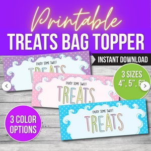 Printable Bag Topper, Birthday Party Favor, Treats Bag Party Favor, Digital Download Printable PDF