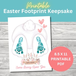 Ostern Baby Fußabdrücke druckbar, ein Hase liebt dich, Kinder Fußabdruck Andenken, Vorschulaktivität