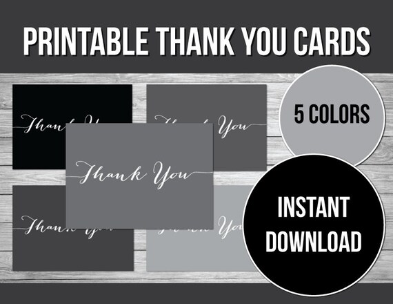 Thank You Card Instant Download Printable Black and White | Etsy