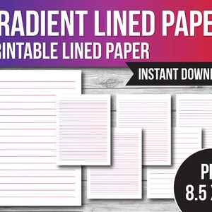 Lot de papiers lignés imprimables, règle large du Collège, cahier, papier ligné PDF SVG PNG Jpeg