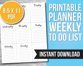 Lista de tareas semanales imprimible: Planificador de 8,5 x 11 (PDF)