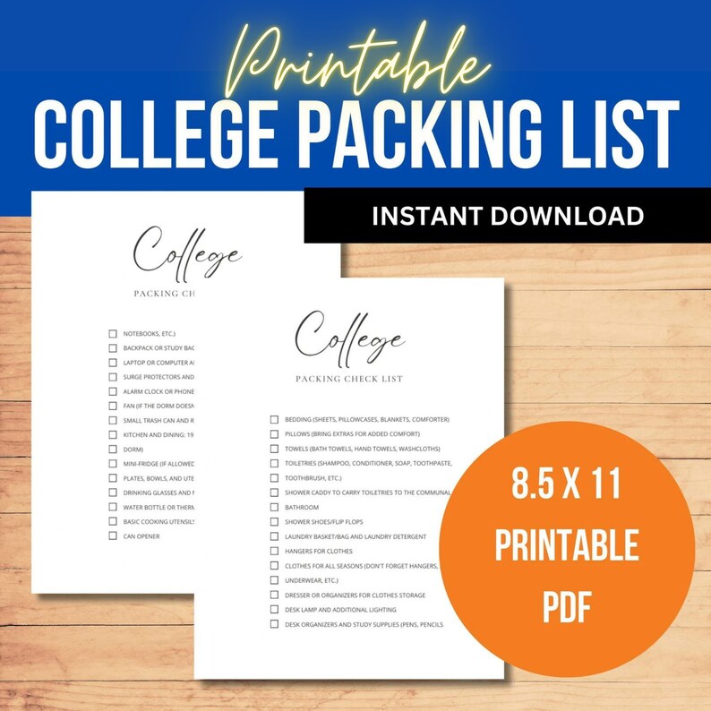 College Packing List: Dorm Essentials Checklist - Etsy