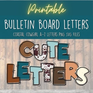 Cowgirl Doodle Letters, Bold Printable Bulletin Board Letters, Classroom Decor, Bulletin Board Ideas, Coastal Cowgirl BOHO PNG SVG