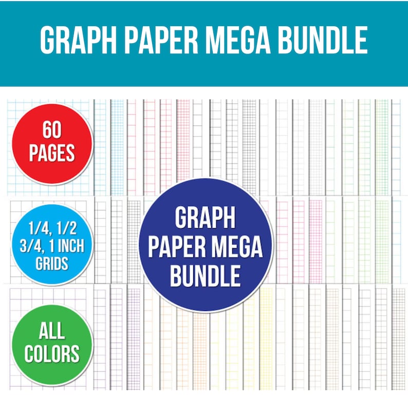Graph Paper Printable, Printable Grid Paper, 60 Pages Graph Grid ...