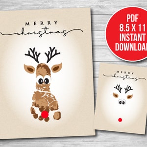 Christmas Reindeer Footprint Art, Footprint Craft, Baby Footprint Keepsake, Baby Footprint Kit Craft Printable PDF, Baby Keepsake