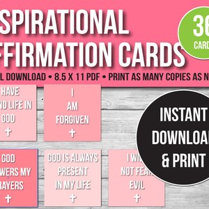 Affirmationskarten, Positive Thinking Karten, Motivationskarten, Christliche Affirmationen Printable PDF
