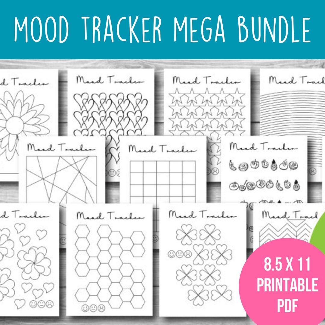 Mood Tracker Printable Bundle, Mood Chart Journal, Bullet Journal ...