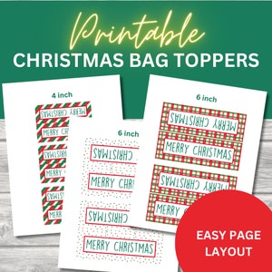 Printable Christmas Bag Toppers, Treat Bag Topper, Christmas PYO Bag ...