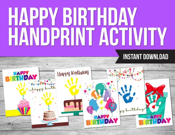 Happy Birthday Handprint Art Activity Printable Keepsake Art - Etsy