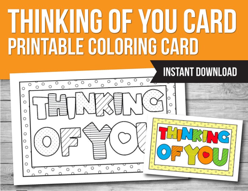 Thinking of You Printable Coloring Card Sympathy Card Kids Coloring ...