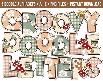 Doodle Letters, Doodle Font, Doodle Alphabet Clipart Letters, Doodle Letters PNG, DTF Designs, Digital Alphabet