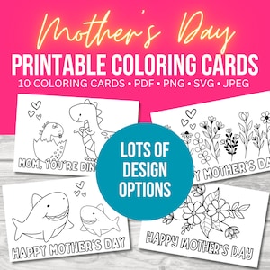 Tarjeta para colorear del Día de la Madre, regalo del Día de la Madre, tarjeta DIY, colorea tu propia tarjeta, Día de la Madre