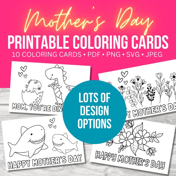 Happy Mothers Day Coloring Card, Mothers Day Gift, DIY Card, Color Your Own, Mothering Sunday