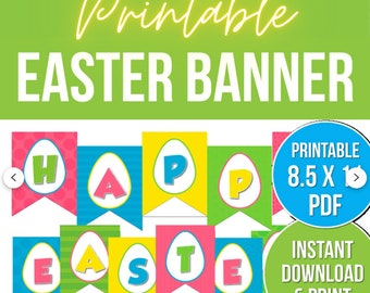 Happy Easter Printable Banner: Spring Party Decor
