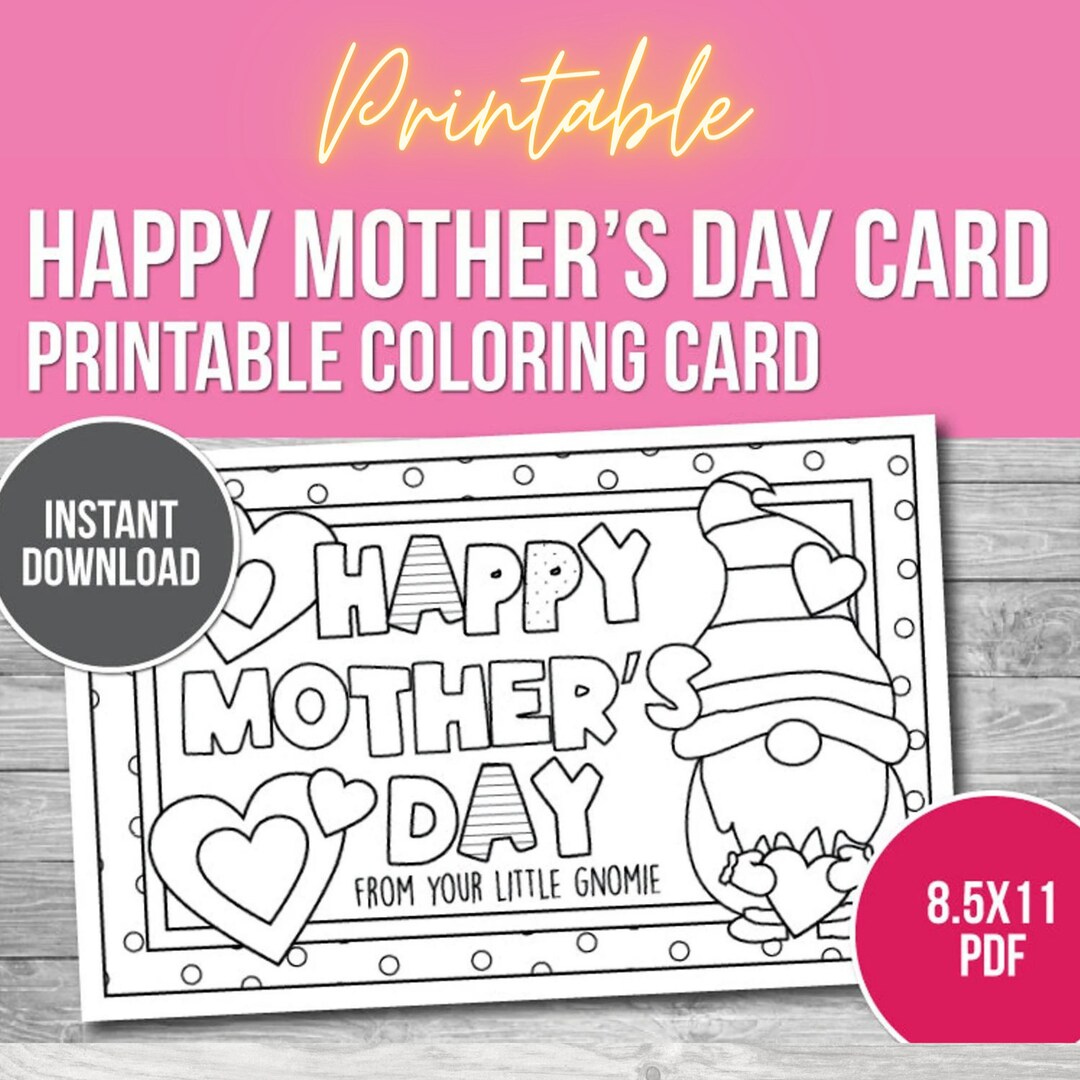 Printable Mothers Day Card Kids, Color Your Own, Coloring Card, Mothering Sunday, Printable Card ...
