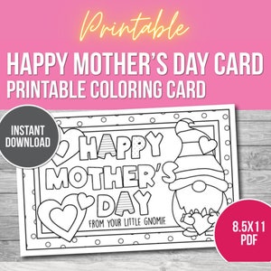 Printable Mother&#39;s Day Coloring Card for Kids (PDF)