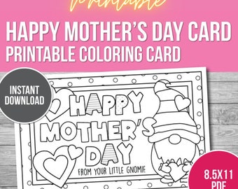 Printable Mother's Day Coloring Card for Kids (PDF)