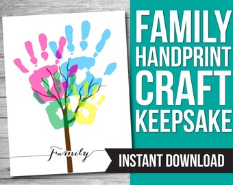 Family Handprint Art Keepsake: DIY Spring Craft (PDF Pattern)