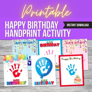 Happy Birthday Handprint Craft, Printable Keepsake, Toddler Kids Baby Printable Gift for Mom, Handprint Art, Handprint Keepsake