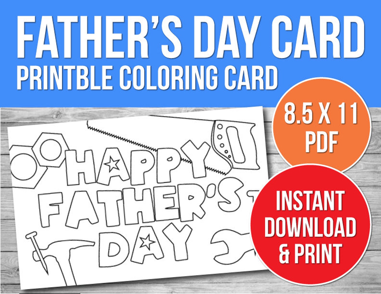 Happy Father's Day Printable Coloring Card Father's - Etsy