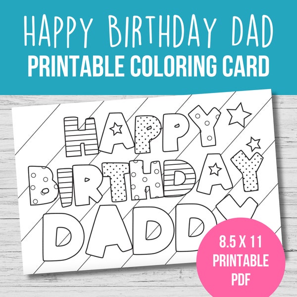 Happy Birthday Dad Coloring Printable Etsy Happy Birthday Dad Coloring Printable Etsy