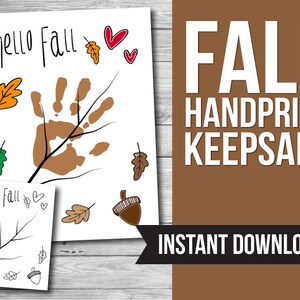 Fall Handprint Art, Baby Handprint Keepsake Gift, Fall Printable Kids Craft Activity, Printable PDF