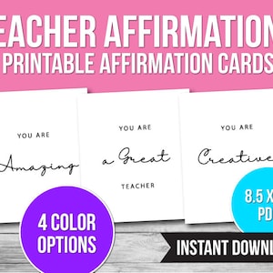 Teacher Affirmation Cards, Positive Affirmation Card Deck, Self Care Printables, Affirmation Cards Deck, Printable Affirmation Card
