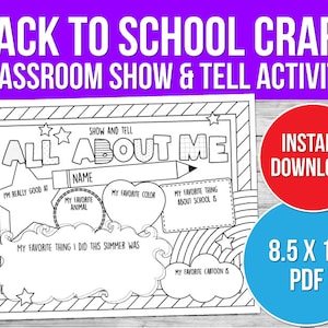 Classroom All About Me Printable: Show and Tell Activity (PDF)