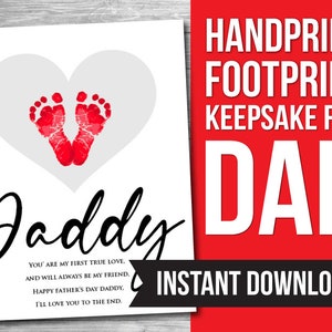 Daddy Handprint Poem Art, Hand Art Craft Dad Father's Day Birthday, Baby Toddler Kids Keepsake Gift, Handprint Art Printable