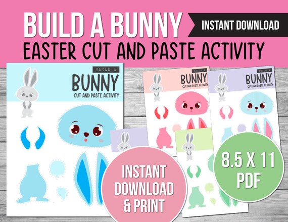 Build a Bunny Cut and Paste Easter Activity for Kids Spring