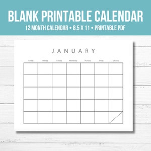 Blank Calendar, Printable Calendar, Printable Calendar Blank, Cute Calendar, Minimalist Calendar, 2025 Calendar
