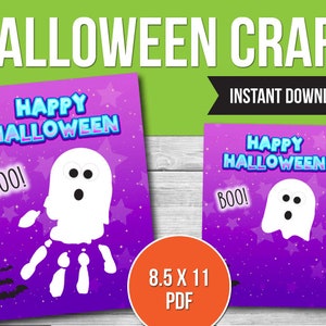 Halloween Handprint Craft Activity, Halloween Activity, Halloween Ghost Craft, Kids Toddler Baby