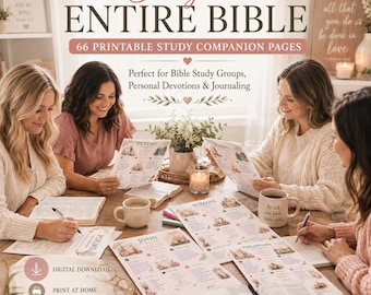 Bibelstudien-Begleitmaterial (PDF zum Ausdrucken) | Alle 66 Bücher der Bibel & 48 Studienführer zu Frauen der Bibel | Christliches Arbeitsbuch für Frauen