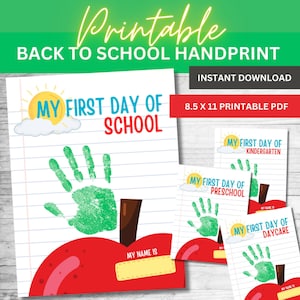 First Day of School Handprint Art Keepsake: Printable PDF Craft