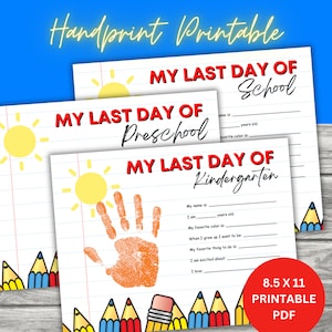 Last Day of School Handprint Art Keepsake (Digital Download)