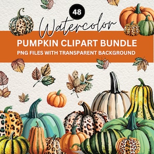 Pumpkins Clipart, Fall Pumpkin Clipart, Watercolor Pumpkin Clipart, Pumpkin PNG, Fall Clipart PNG