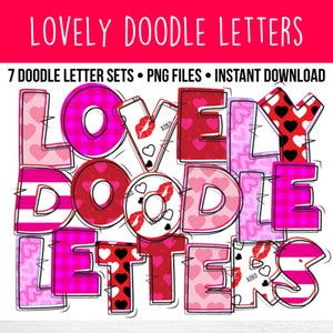 Alpha Doodle Letters,Valentine Doodle Letters PNG, Doodle Alphabet, Valentine Font, Doodle Alphabet, Valentine Clipart, Sublimation Letters