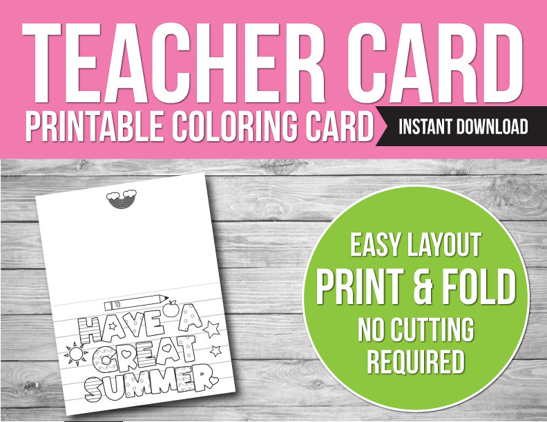 Teacher Coloring Card Teacher Appreciation Printable Coloring - Etsy