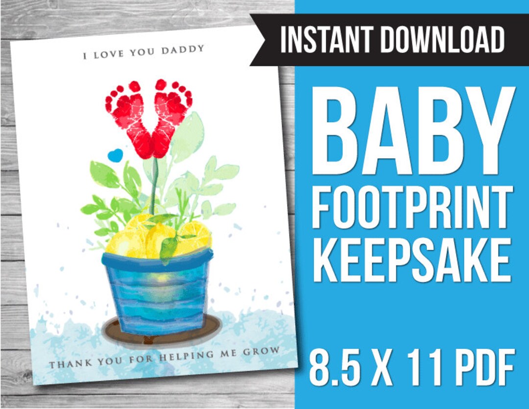 Father's Day Footprint Craft, Printable Footprint Art, Baby Footprint ...